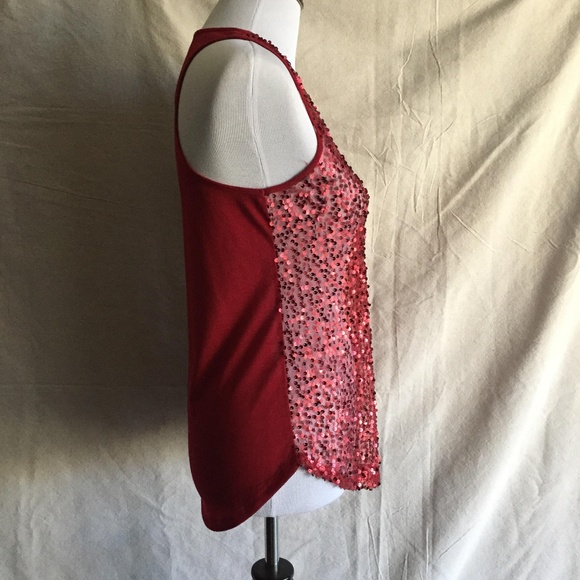 ❗️2 for $10❗️F21 Red Racerback Sequined Sheer Tank - Picture 3 of 6